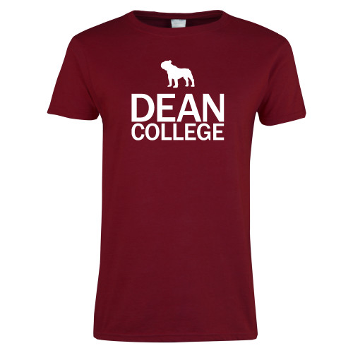  Next Level Womens Cardinal Short Sleeve Tee - Dean College Stacked w/ Bulldog