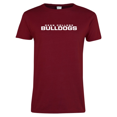  Next Level Womens Cardinal Short Sleeve Tee - Dean College Bulldogs Stacked
