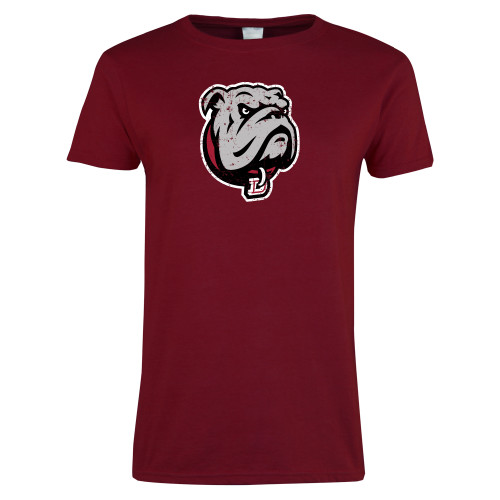  Next Level Womens Cardinal Short Sleeve Tee - Bulldog Head Distressed