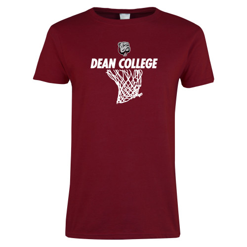 Next Level Womens Cardinal Short Sleeve Tee - Basketball Net Design