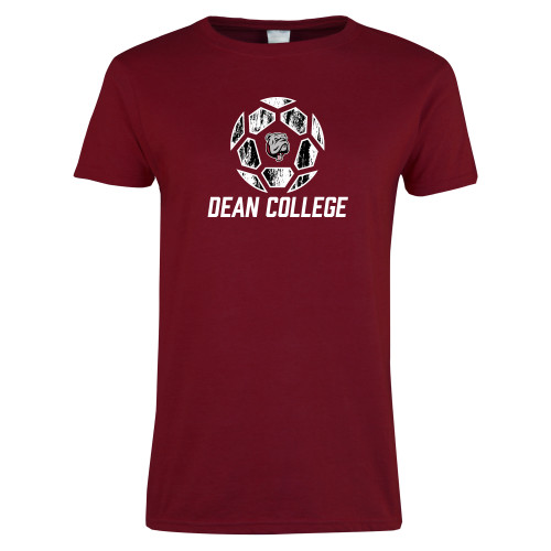  Next Level Womens Cardinal Short Sleeve Tee - Distressed Soccer Design