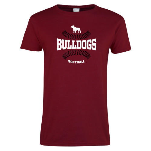  Next Level Womens Cardinal Short Sleeve Tee - Softball Seams Design