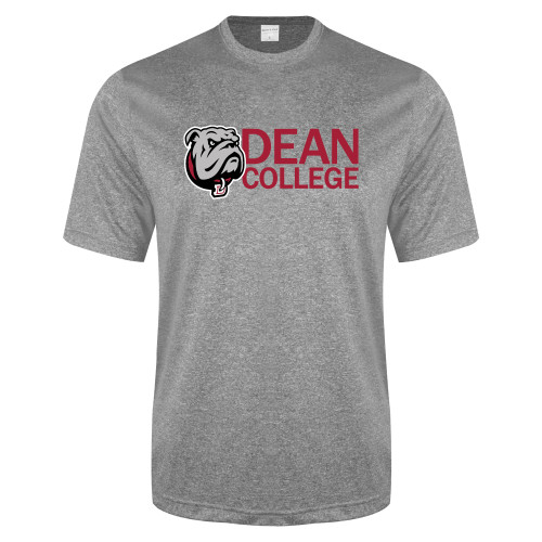  Grey Heather Performance Contender Tee - Dean College w/ Bulldog Head