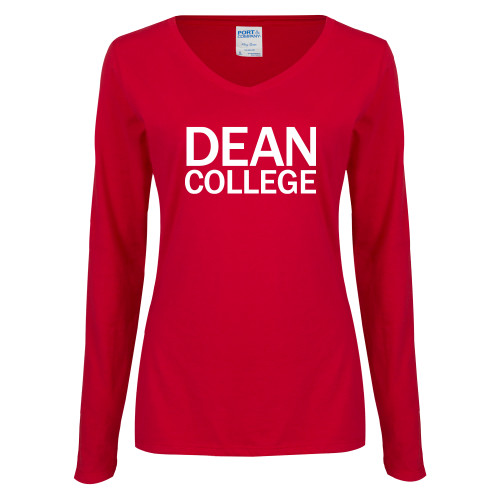  Womens Cardinal Long Sleeve V Neck Tee  - Primary Mark