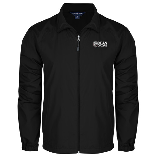  Black Full Zip Wind Jacket - Dean College w/ Bulldog Head