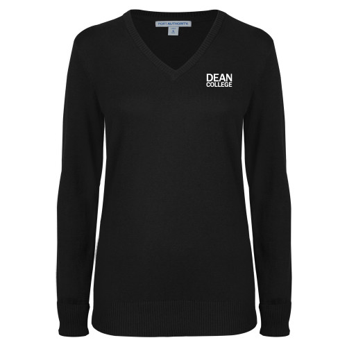  Womens Black VNeck Sweater - Primary Mark
