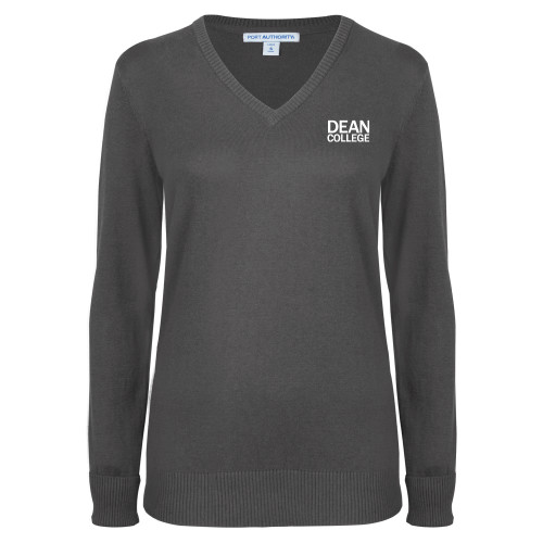  Womens Charcoal Heather VNeck Sweater - Primary Mark