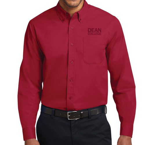  Twill Button Down Long Sleeve Cardinal - Primary Mark