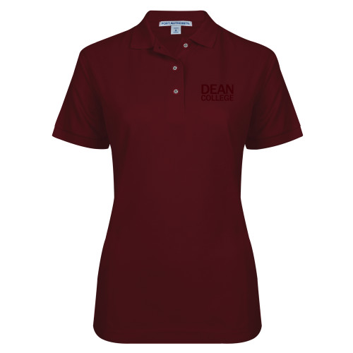  Womens Silk Touch Burgundy Pique Polo - Primary Mark