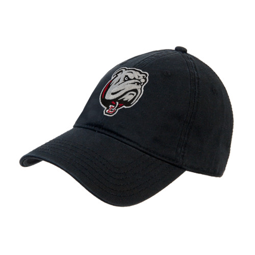  Black Unstructured Adjustable Low Profile Hat - Bulldog Head