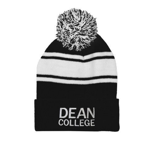  Black/White Two Tone Knit Pom Beanie w/Cuff - Primary Mark