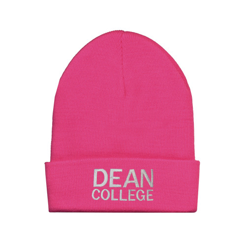  Fleece Lined Neon Pink Knit Beanie - Primary Mark