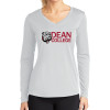 Thumbnail image for  Womens White Performance Long Sleeve V Neck Shirt