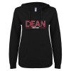 Thumbnail image for  ENZA Womens Black V Notch Raw Edge Fleece Hoodie