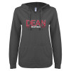 Thumbnail image for  ENZA Womens Dark Heather V Notch Raw Edge Fleece Hoodie