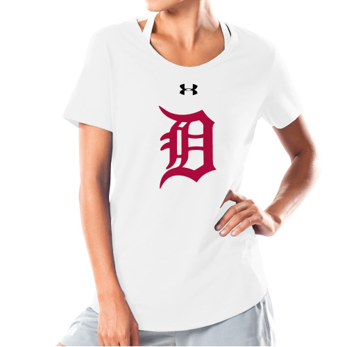  Under Armour Womens White Charged Cotton Tee - Primary Mark
