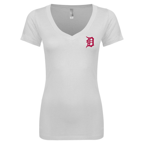  Next Level Womens White Ideal V Tee - Primary Mark