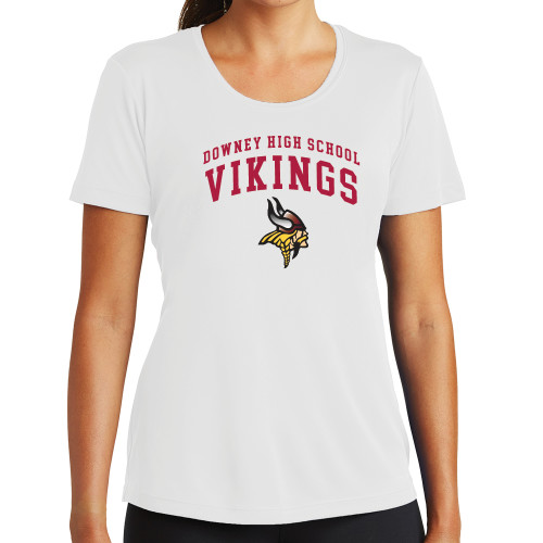  Womens White Performance Tee - Downey Vikings