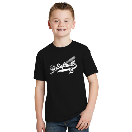 Youth Black T Shirt - Softball