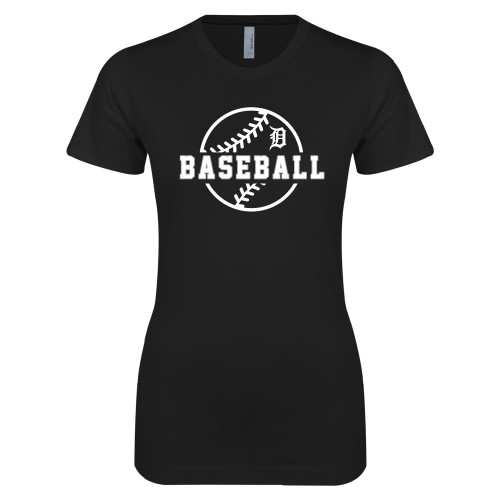  Next Level Womens Black Boyfriend Tee - Baseball