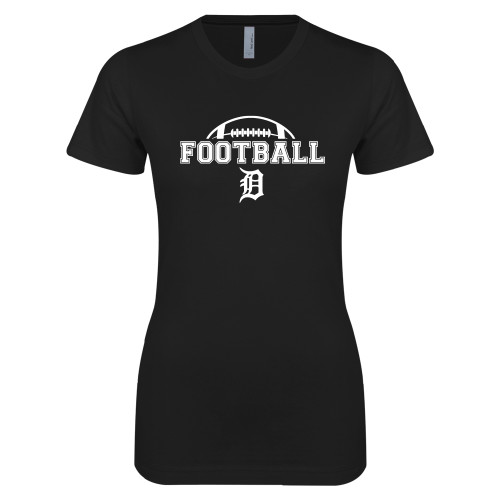  Next Level Womens Black Boyfriend Tee - Football