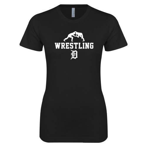  Next Level Womens Black Boyfriend Tee - Wrestling