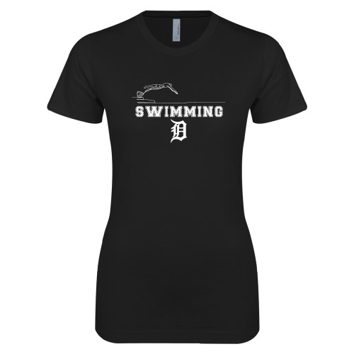  Next Level Womens Black Boyfriend Tee - Swimming