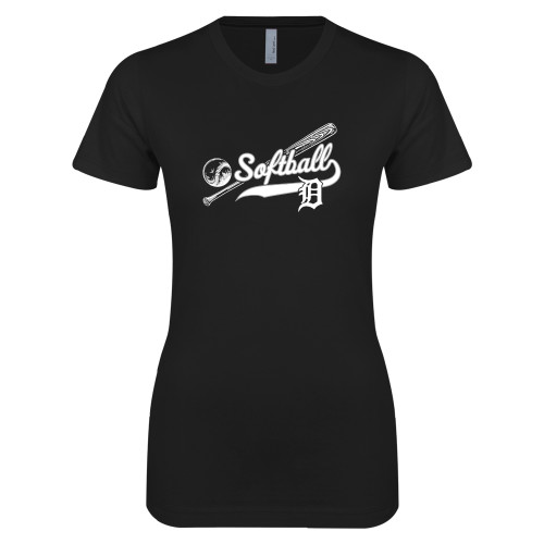  Next Level Womens Black Boyfriend Tee - Softball