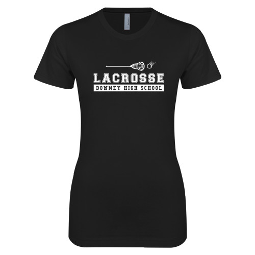  Next Level Womens Black Boyfriend Tee - Lacrosse