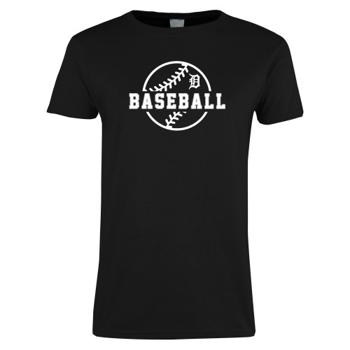  Womens Black Short Sleeve Tee - Baseball