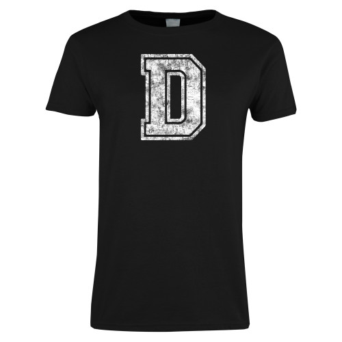  Womens Black Short Sleeve Tee - D. Distressed