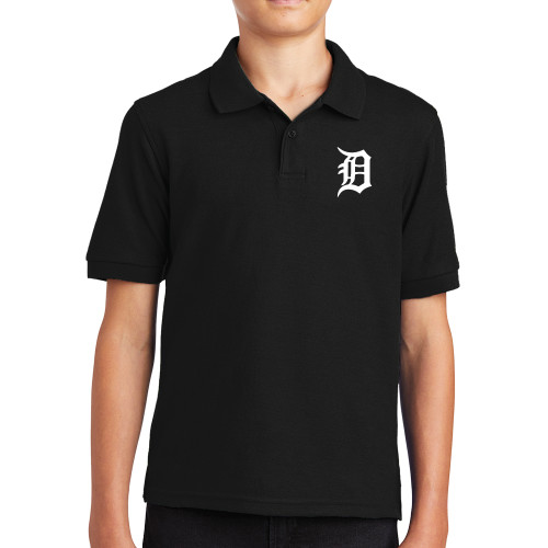  Youth Black Silk Touch Polo - Primary Mark