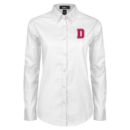  Womens White Twill Button Down Long Sleeve - D