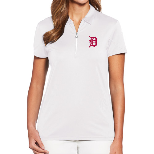  Callaway Womens White Tulip Sleeve Zip Polo - Primary Mark