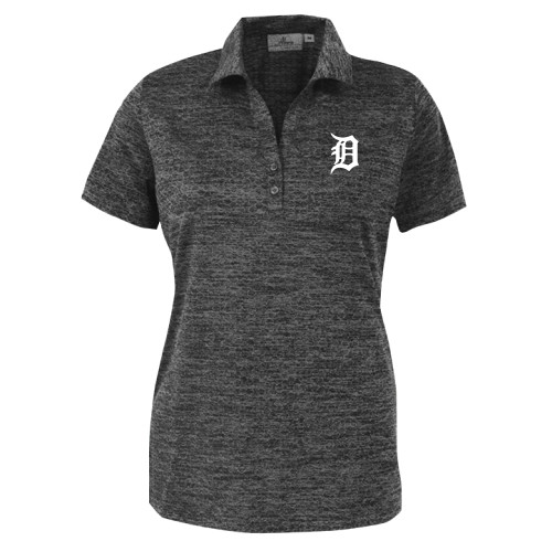  Womens Charcoal Honeycomb Jacquard Polo - Primary Mark