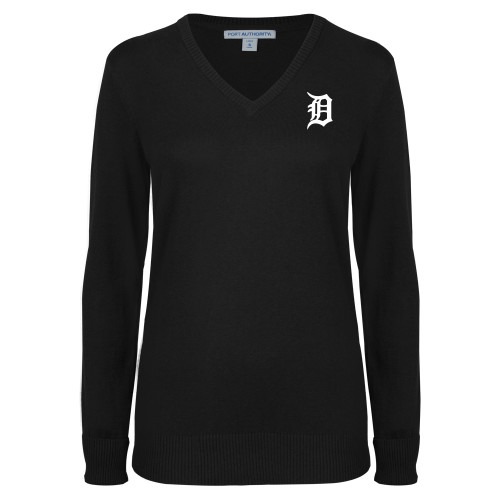  Womens Black VNeck Sweater - Primary Mark