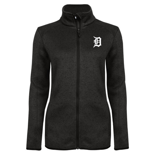  Womens Black Heather Fleece Jacket - Primary Mark