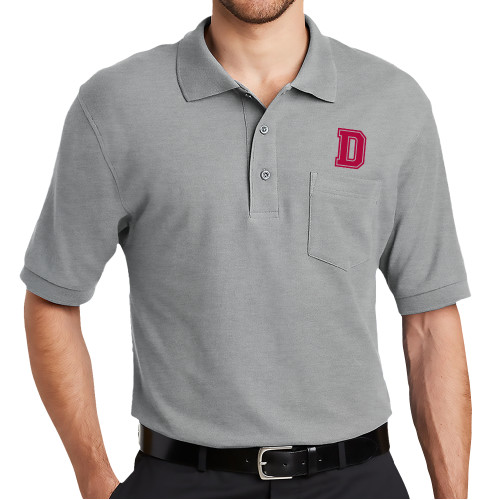  Grey Silk Touch Polo w/ Pocket - D