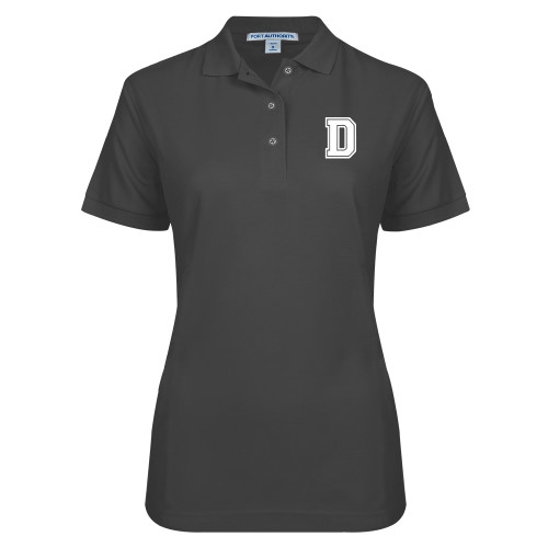  Womens Silk Touch Charcoal Pique Polo - D