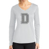 Thumbnail image for  Womens White Performance Long Sleeve V Neck Shirt