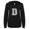 Thumbnail image for  ENZA Womens Black V Notch Raw Edge Fleece Hoodie