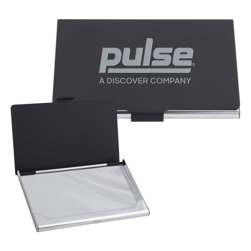  Black Metal Business Card Case - Pulse Engraved