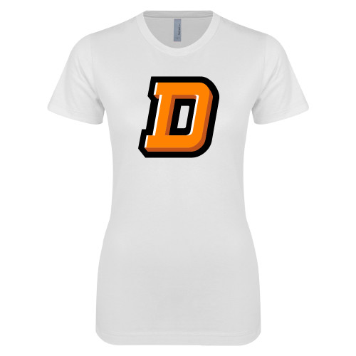  Next Level Womens White Boyfriend Tee - Stylized D