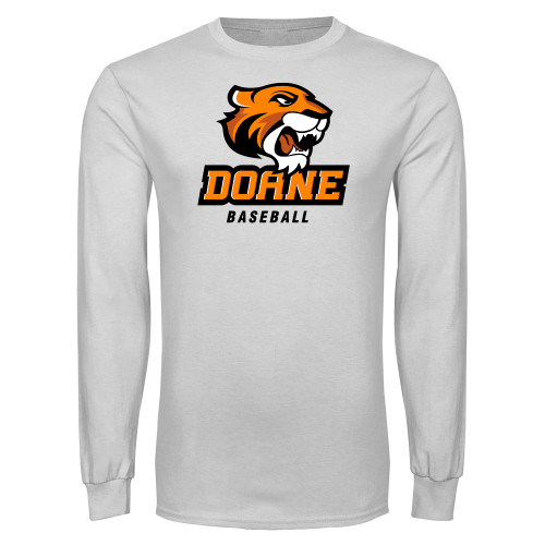  White Long Sleeve T Shirt - Baseball