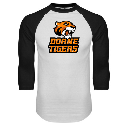  White/Black Raglan Baseball T Shirt - Thomas Doanes Tigers