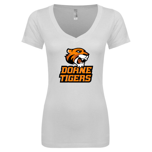  Next Level Womens White Ideal V Tee - Thomas Doanes Tigers