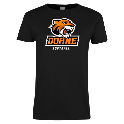  Womens Black Short Sleeve Tee - Softball