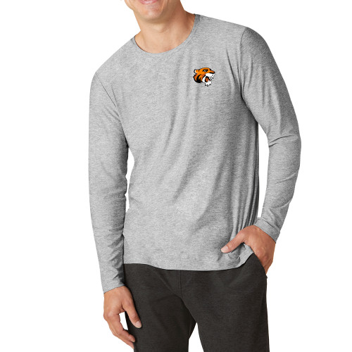  Beyond Yoga Mens Silver Mist Featherweight Crew Long Sleeve Tee  - Thomas Tiger Head- Beyond Yoga