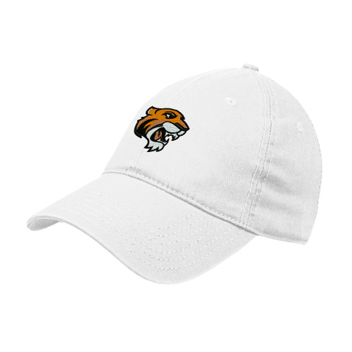  White Unstructured Adjustable Low Profile Hat - Thomas Tiger Head