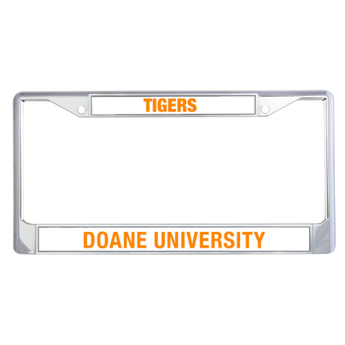  Metal License Plate Frame in Chrome - Doane Tigers